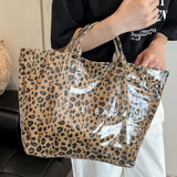 110061, LEOPARD PRINT CLEAR COATED TOTE BAG