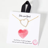 110063, FOLLOW YOUR HEART PAVE CUBIC ZIRCONIA CUTOUT HEART NECKLACE