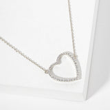 110063, FOLLOW YOUR HEART PAVE CUBIC ZIRCONIA CUTOUT HEART NECKLACE
