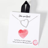 110063, FOLLOW YOUR HEART PAVE CUBIC ZIRCONIA CUTOUT HEART NECKLACE