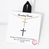 110064, AMAZING GRACE ROUND TEXTURED CROSS NECKLACE