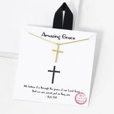 Amazing Grace Round Textured Cross Necklace - view 2