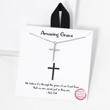 Amazing Grace Round Textured Cross Necklace