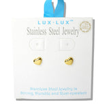 110066, 18K GOLD DIPPED STAINLESS STEEL HEART STUD EARRING