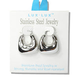 110072, 18K GOLD DIPPED POLISHED CHUNKY PURSE STAINLESS STEEL HOOP EARRING