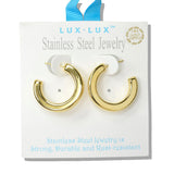 110073, 18K GOLD DIPPED POLISHED ROUND STAINLESS STEEL HOOP EARRING
