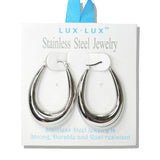 110074, 18K GOLD DIPPED POLISHED CHUNKY OVAL STAINLESS STEEL HOOP EARRING