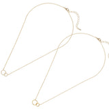 110075, SET OF TWO BEST FRIEND DOUBLE RING CUBIC ZIRCONIA ACCENT PENDANT NECKLACE