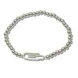 110079, PAPERCLIP STAINLESS STEEL BALL BEADED STRETCH BRACELET