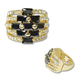 110082, BAGUETTE CUBIC ZIRCONIA ACCENT PAVE RHINESTONE STRECH RING