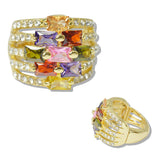 110082, BAGUETTE CUBIC ZIRCONIA ACCENT PAVE RHINESTONE STRECH RING