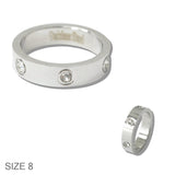 Silver Stainless Steel CZ Bezel SET Band Ring