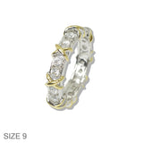 110085, 14K GOLD PLATED X ACCENT CUBIC ZIRCONIA DESIGNER INSPIRED RING