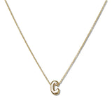 110091, GOLD DAINTY BUBBLE LETTER PENDANT NECKLACE