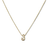 110091, GOLD DAINTY BUBBLE LETTER PENDANT NECKLACE