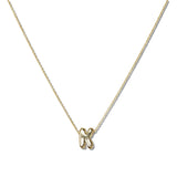 110091, GOLD DAINTY BUBBLE LETTER PENDANT NECKLACE