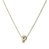 110091, GOLD DAlNTY BUBBLE LETTER PENDANT NECKLACE