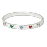 110100, MULTI COLOR HEART CZ STAINLESS STEEL BRACELET
