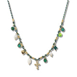110106, CROSS HEART FRESHWATER PEARL CHARM THREAD NECKLACE
