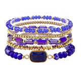 110107, NATURAL SEMI PRECIOUS STONE ACCENT MULTI LAYERED BEADED STRETCH BRACELET