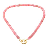 110109, CARABINER CLIP NATURAL STONE SEMI PRECIOUS STONE BEADED NECKLACE