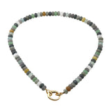 110109, CARABINER CLIP NATURAL STONE SEMI PRECIOUS STONE BEADED NECKLACE