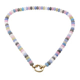 110109, CARABINER CLIP NATURAL STONE SEMI PRECIOUS STONE BEADED NECKLACE