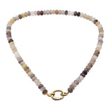 110109, CARABINER CLIP NATURAL STONE SEMI PRECIOUS STONE BEADED NECKLACE