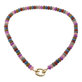 110109, CARABINER CLIP NATURAL STONE SEMI PRECIOUS STONE BEADED NECKLACE