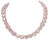 110111, PAVE BALL MAGNETIC CLOSURE ACCENT SQUARE GLASS BEADED NECKLACE