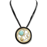 110112, MODERN MULTI STONE ROUND PENDANT NECKLACE