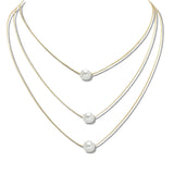 110113, FRESHWATER PEARL ACCENT TRIPLE LAYERED NECKLACE