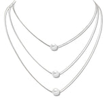 110113, FRESHWATER PEARL ACCENT TRIPLE LAYERED NECKLACE