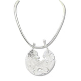 110115, TEXTURED DISC NECKLACE WITH PEARL ACCENTS