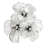 110116, RHINESTONE ACCENT BIG TRIPLE FLOWER CUFF BRACELET