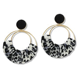 110120, LEOPARD PRINT ROUND DANGLE EARRING