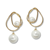 110121, GOLD WIRE WRAPPED PEARL DANGLE EARRING