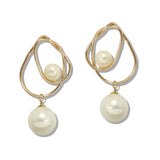 110121, GOLD WIRE WRAPPED PEARL DANGLE EARRING