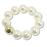 110124, CHUNKY MARBLE BEADED STRETCH BRACELET WITH GOLD ACCENT