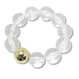 110124, CHUNKY MARBLE BEADED STRETCH BRACELET WITH GOLD ACCENT