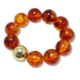 110124, CHUNKY MARBLE BEADED STRETCH BRACELET WITH GOLD ACCENT