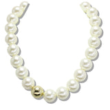 110125, CHUNKY MARBLE BEADED NECKLACE WITH GOLD ACCENT