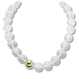 110125, CHUNKY MARBLE BEADED NECKLACE WITH GOLD ACCENT