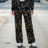 110133, SILVER BLING STUDDED CAMOUFLAGE PRINT DRAWSTRING TROUSERS PANTS