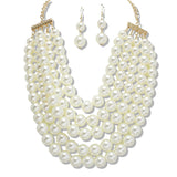 110136, MULTI LAYERED PEARL STATEMENT NECKLACE