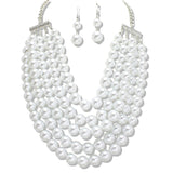 110136, MULTI LAYERED PEARL STATEMENT NECKLACE