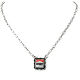 110141, WESTERN COWBOY GRAPHIC SQUARE PENDANT NECKLACE