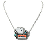 110146, WESTERN ACE PLAYING CARD COWBOY GRAPHIC PENDANT NECKLACE