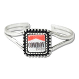 110151, WESTERN COWBOY GRAPHIC SQUARE CUFF BRACELET