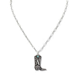 110160, WESTERN INITIAL BOOT PENDANT NECKLACE A TO L